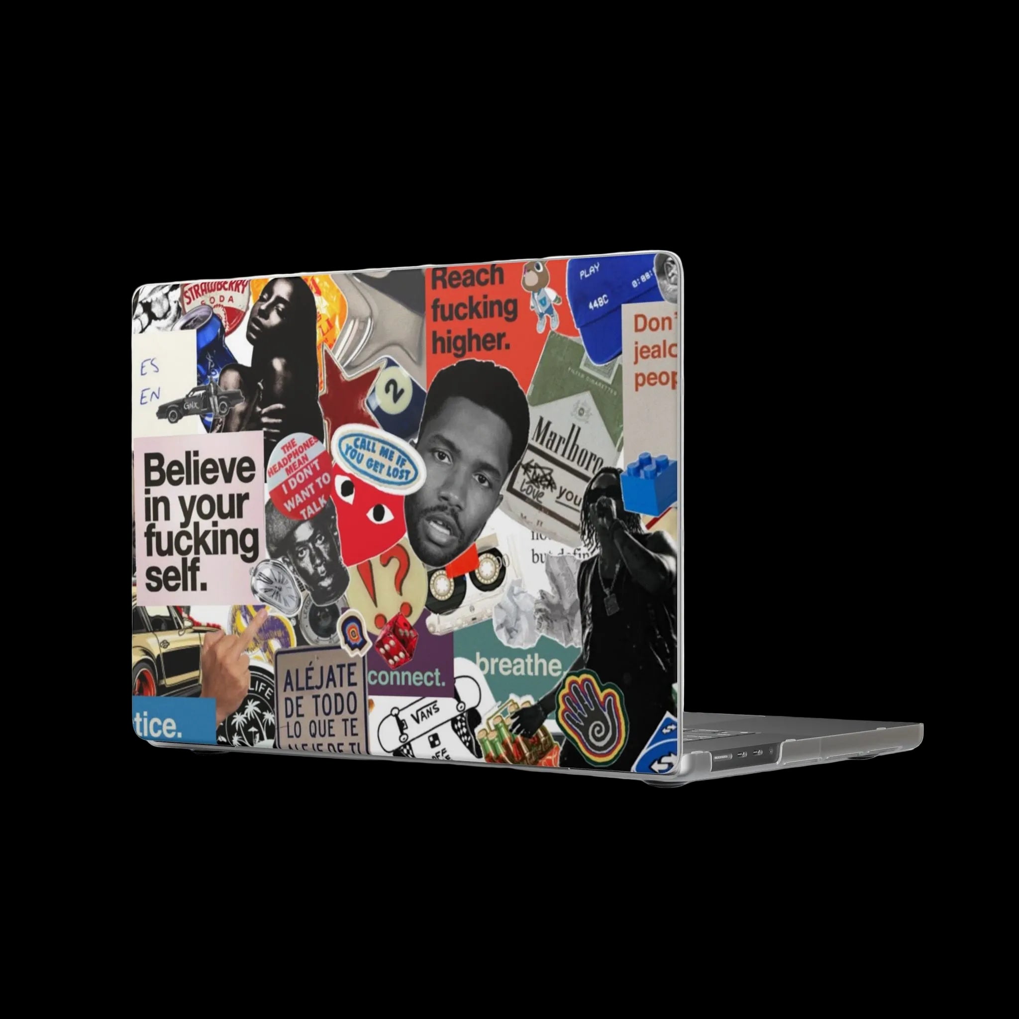 'Believe in your fucking self' Collage Sticker MacBook Case