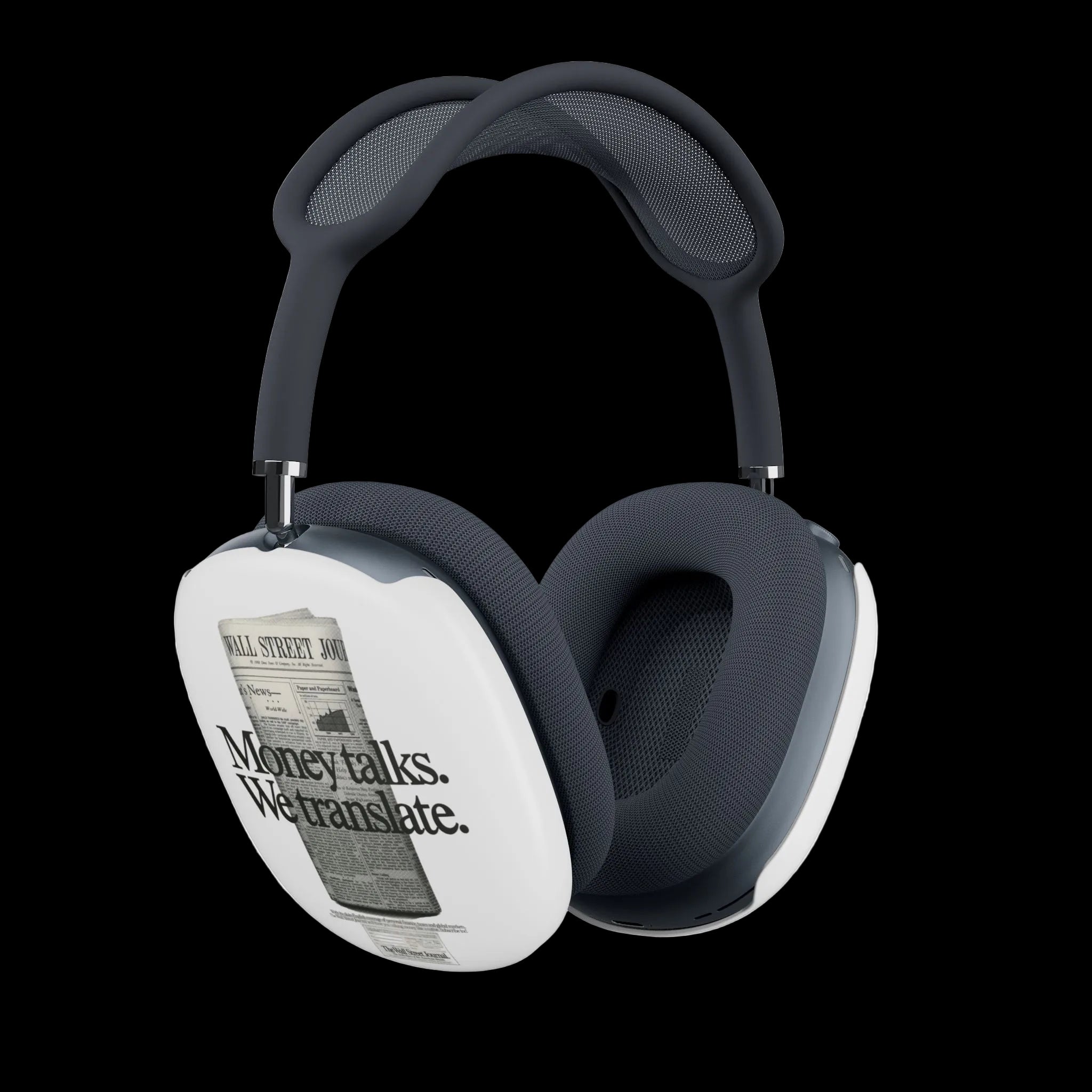 AirPod Max Case — “Money talks. We translate.” Vintage Newspaper Design
