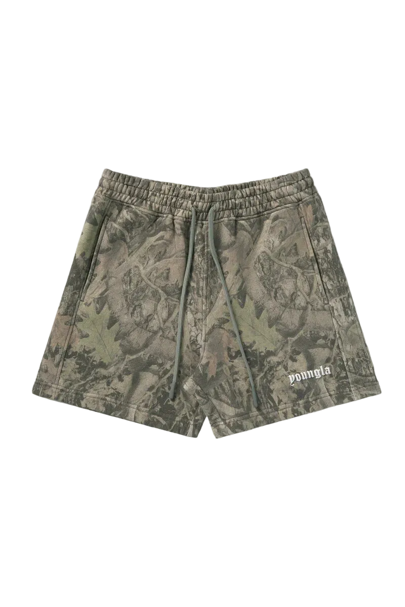 YOUNG LA TREE CAMO COTTON SHORTS
