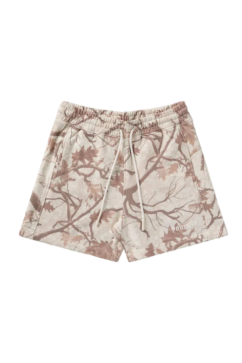 YOUNG LA TREE CAMO COTTON SHORTS