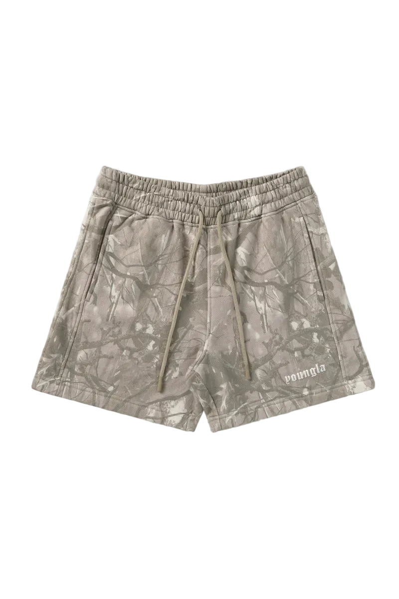 YOUNG LA TREE CAMO COTTON SHORTS