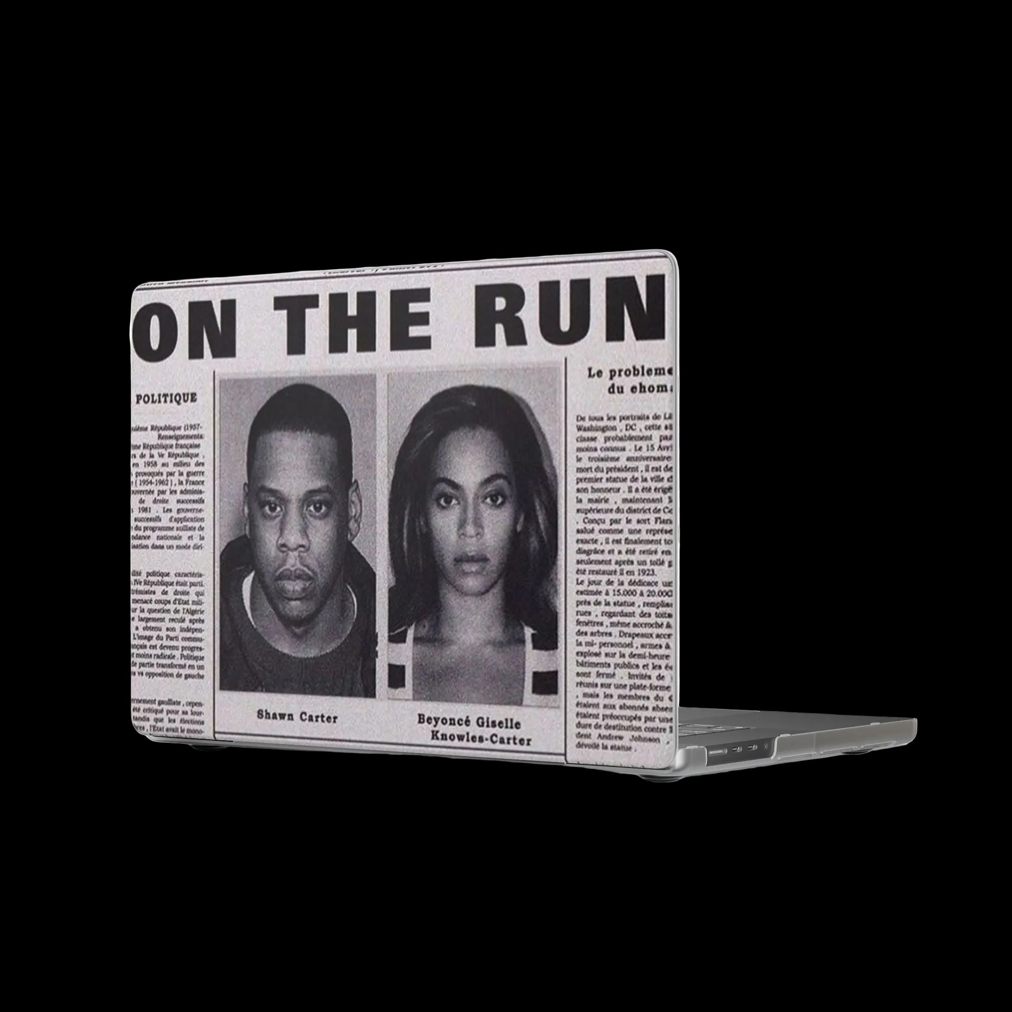 MacBook Case — "On the Run" Vintage Newspaper Design (Beyoncé & Jay-Z Mugshots)