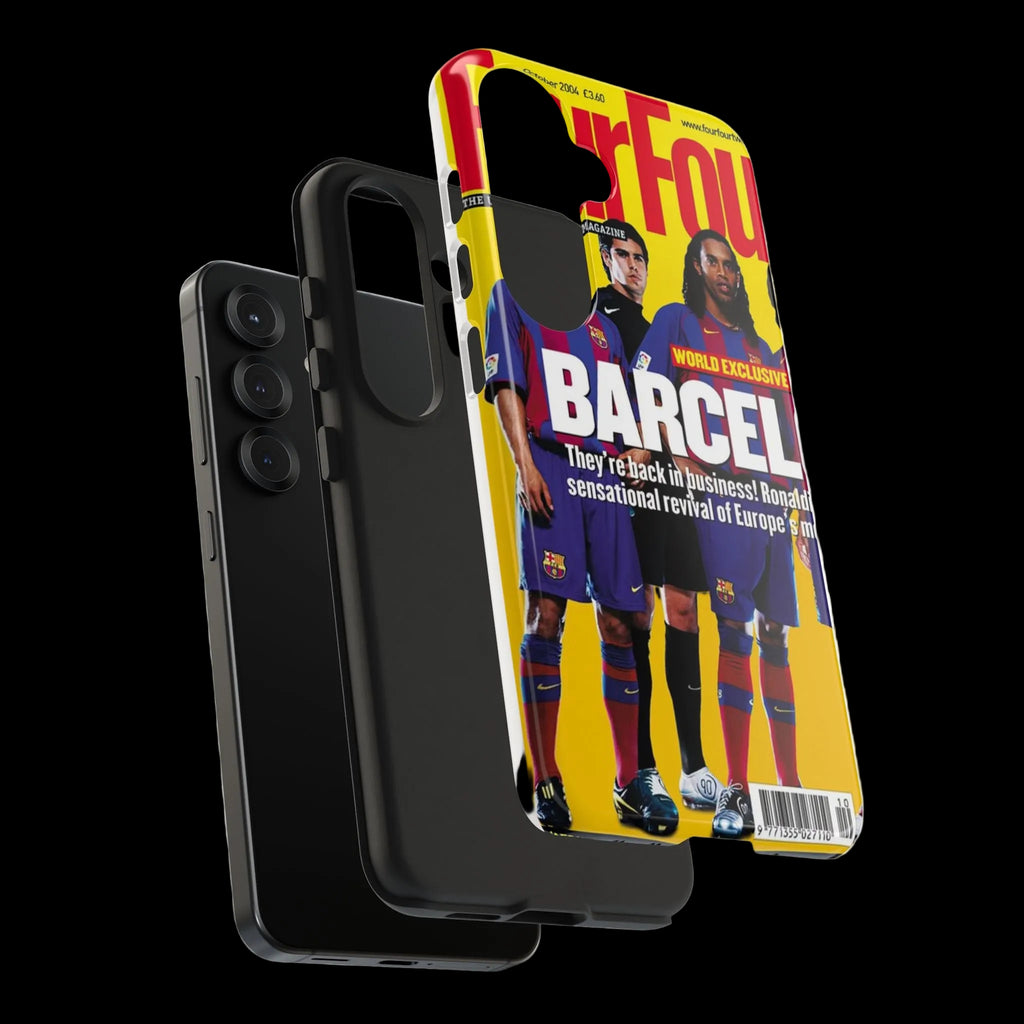 Barcelona Magazine Cover Tough Phone Case — Retro Soccer Players Design