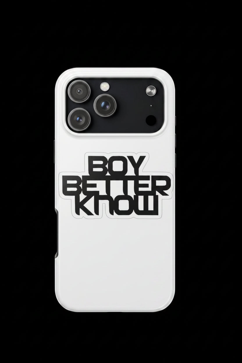 Boy Better Know Tough Phone Case — Bold Black Logo Protective Cover