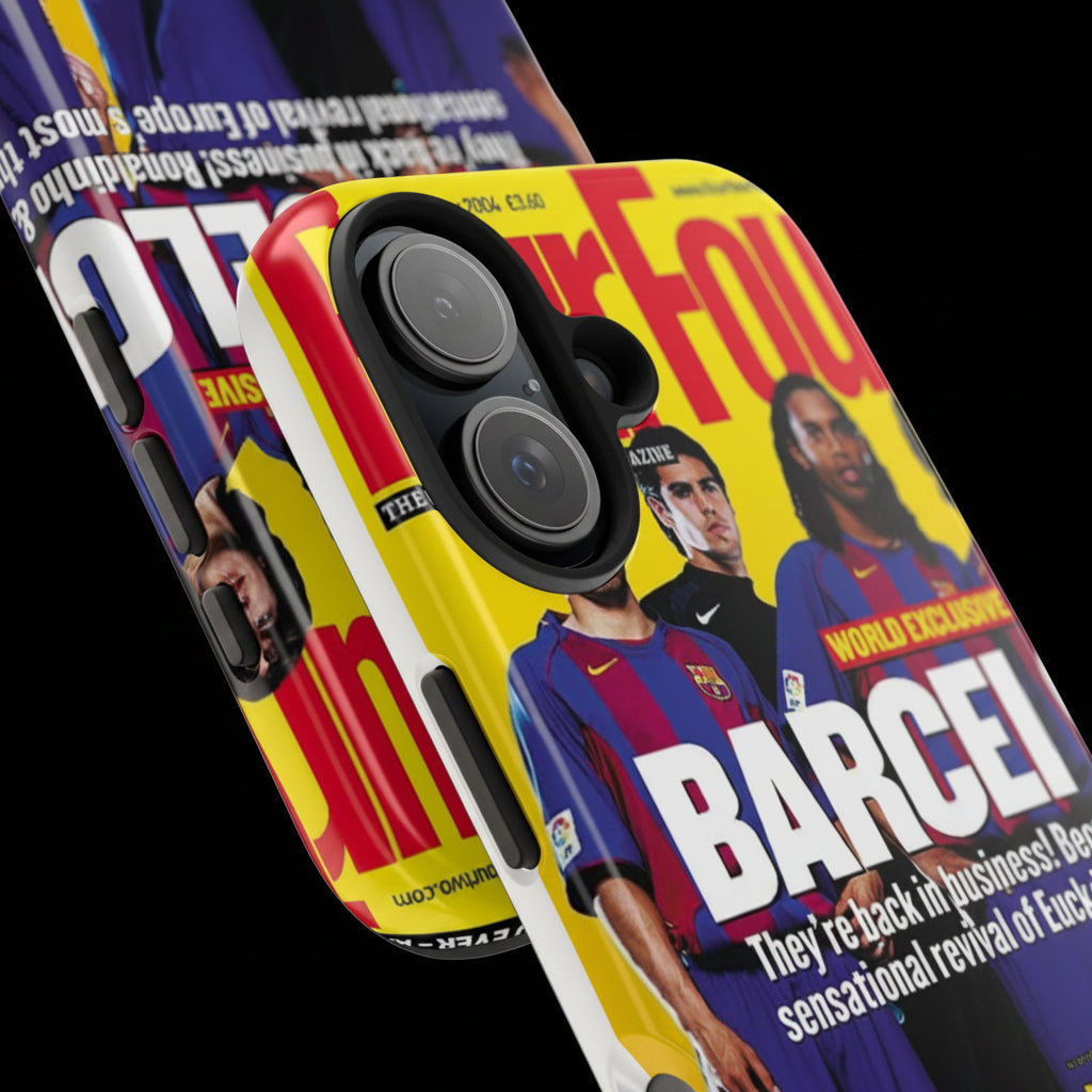 Barcelona Magazine Cover Tough Phone Case — Retro Soccer Players Design