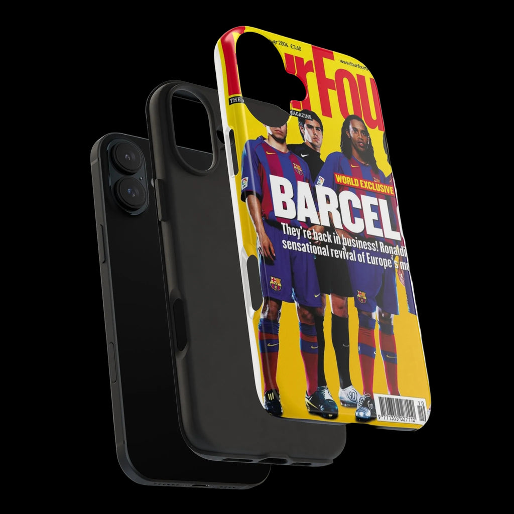 Barcelona Magazine Cover Tough Phone Case — Retro Soccer Players Design