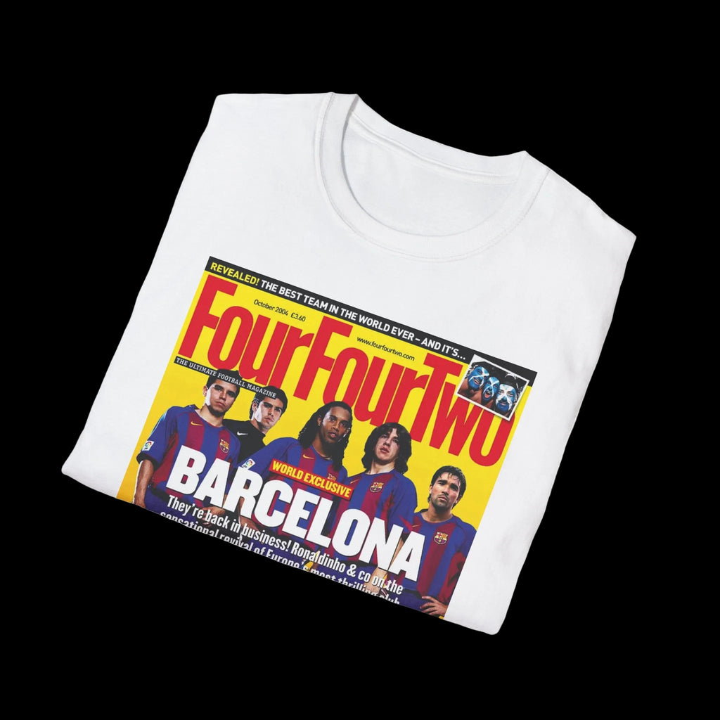 Barcelona FourFourTwo Magazine Cover T-Shirt — Retro Football Squad Tee