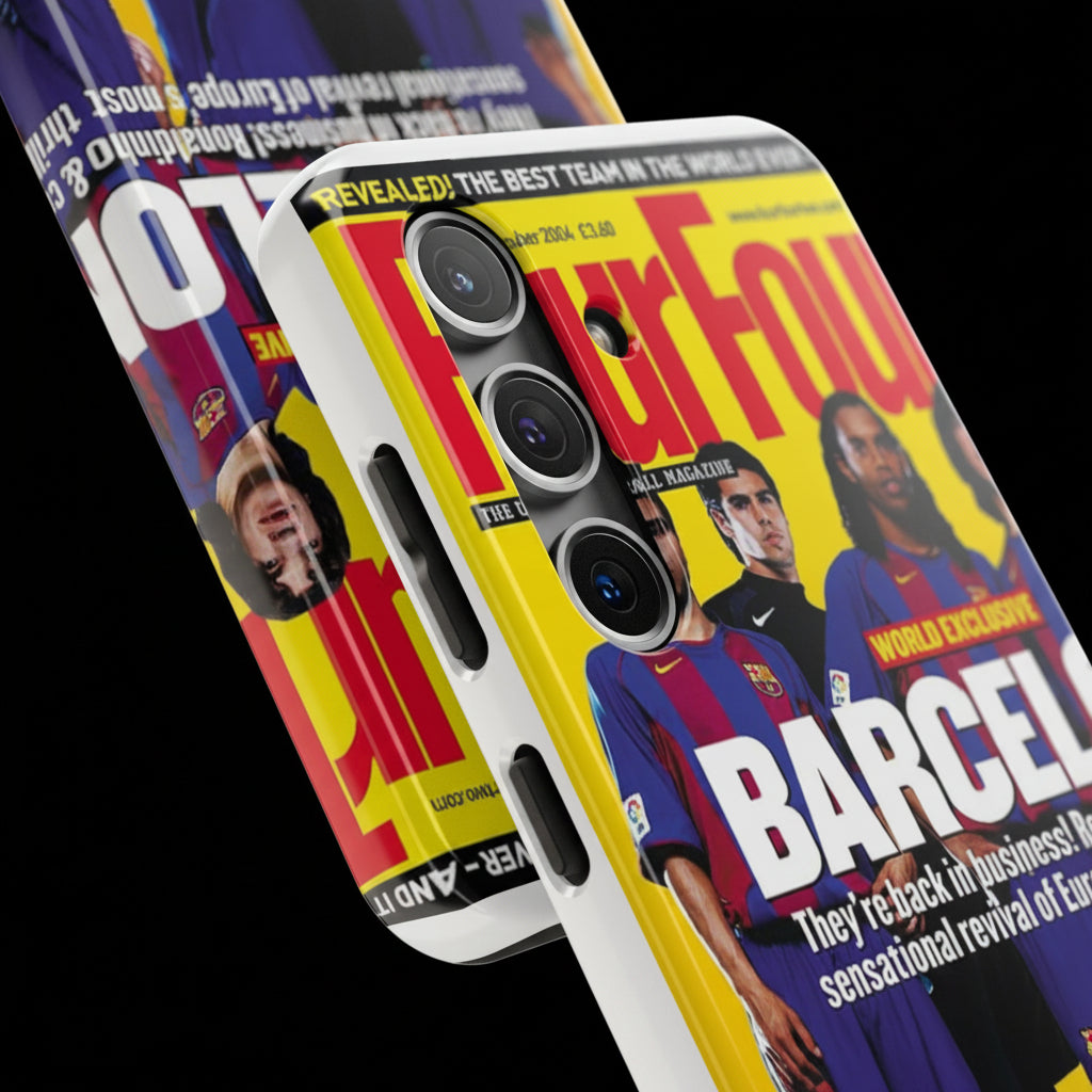 Barcelona Magazine Cover Tough Phone Case — Retro Soccer Players Design