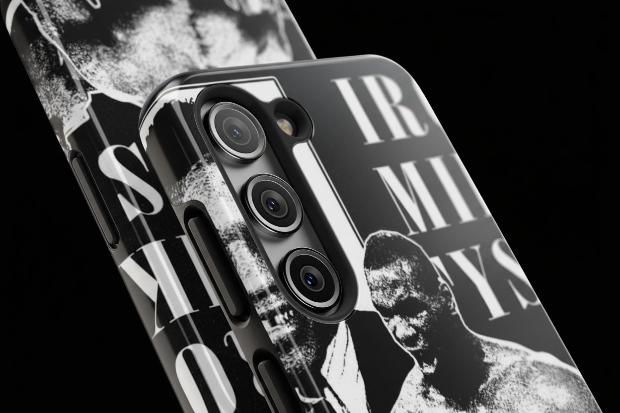 Boxing Champion Tough Phone Case — Black & White Retro Fighter Design
