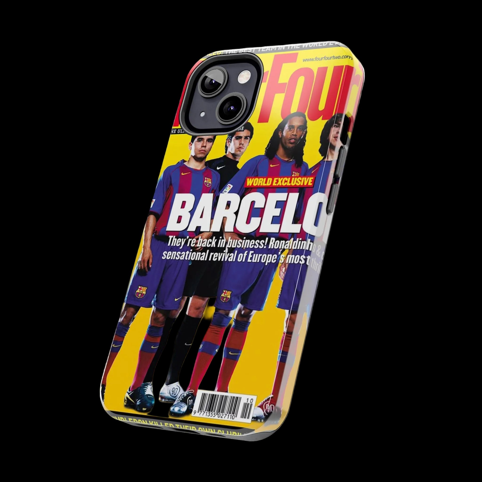 Barcelona Magazine Cover Tough Phone Case — Retro Soccer Players Design