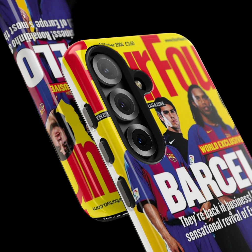Barcelona Magazine Cover Tough Phone Case — Retro Soccer Players Design