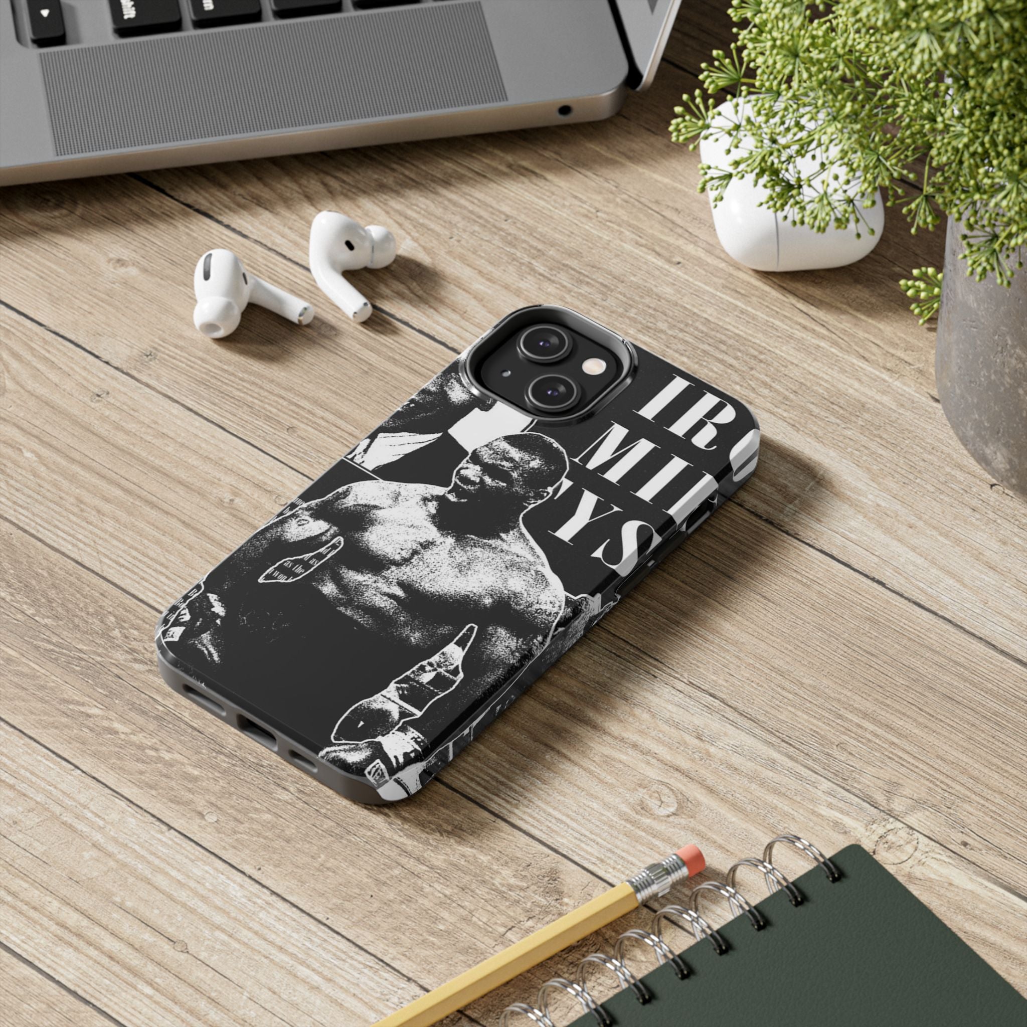Boxing Champion Tough Phone Case — Black & White Retro Fighter Design