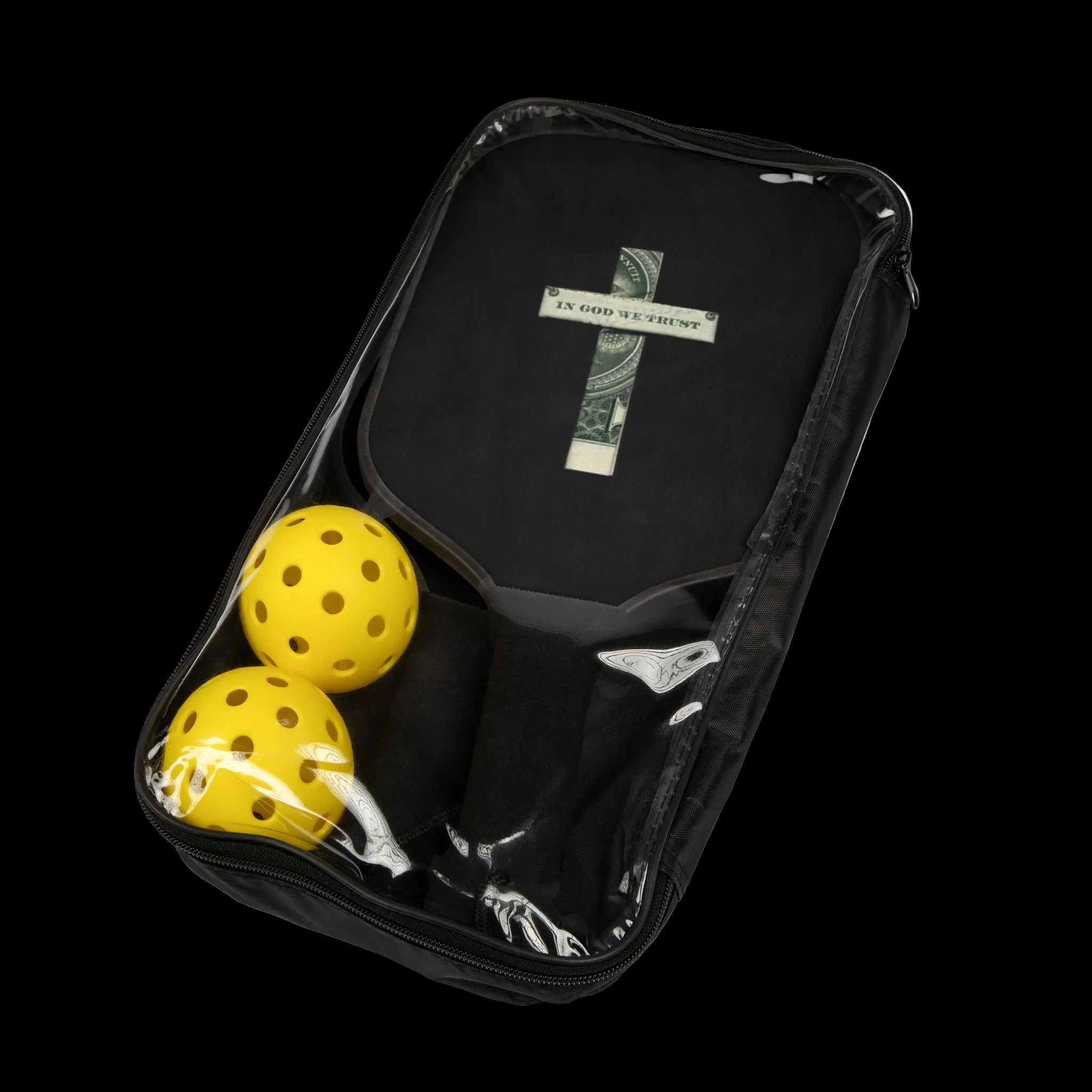 Pickleball Paddle Set — Black Cross Money Design Kit (2 Paddles + Balls)