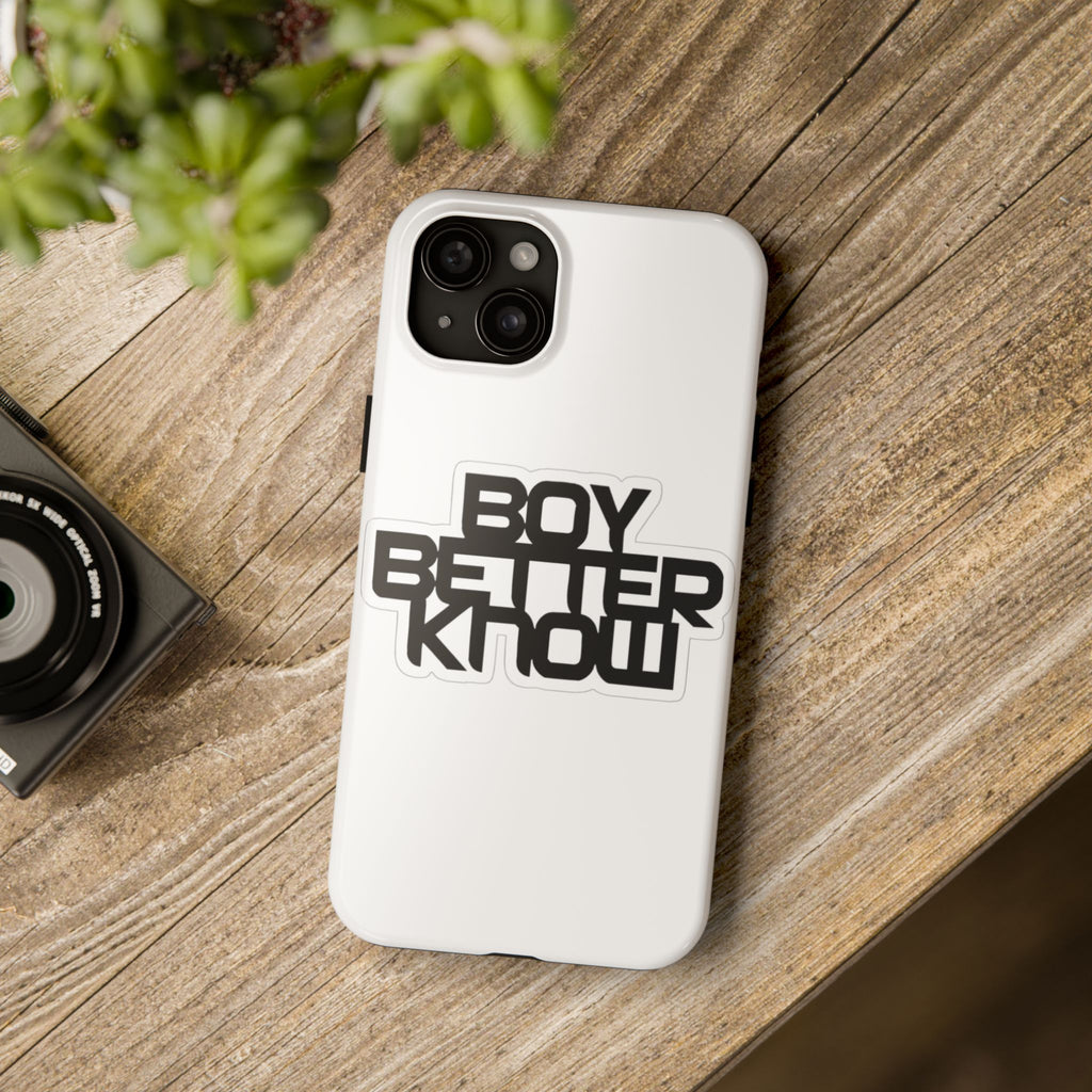 Boy Better Know Tough Phone Case — Bold Black Logo Protective Cover