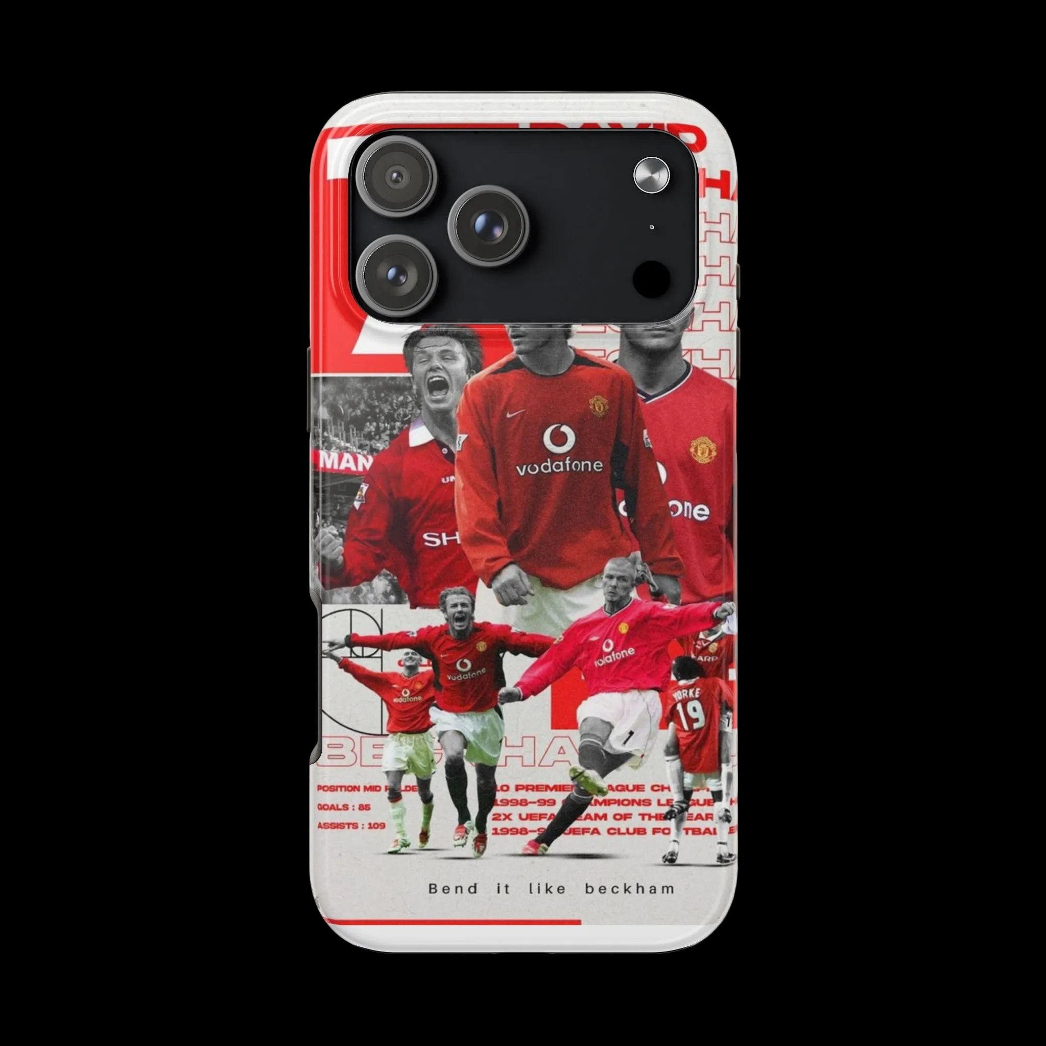 David Beckham Manchester United Phone Case — Vintage Football Collage Tough Case