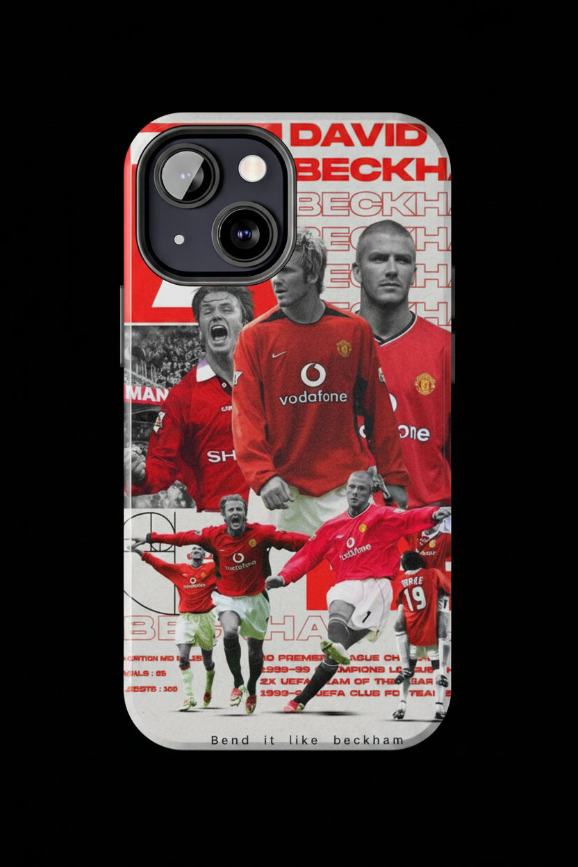 David Beckham Manchester United Phone Case — Vintage Football Collage Tough Case