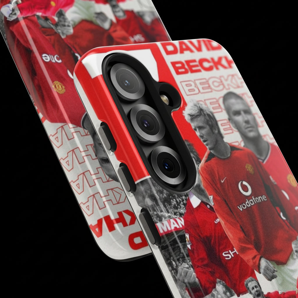 David Beckham Manchester United Phone Case — Vintage Football Collage Tough Case