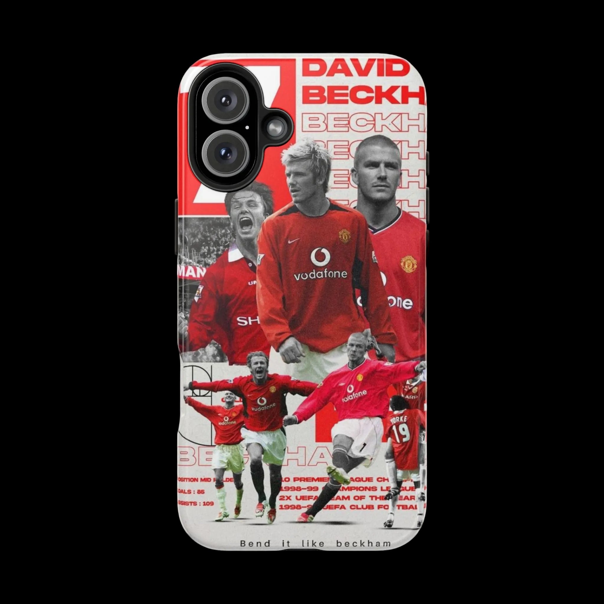 David Beckham Manchester United Phone Case — Vintage Football Collage Tough Case