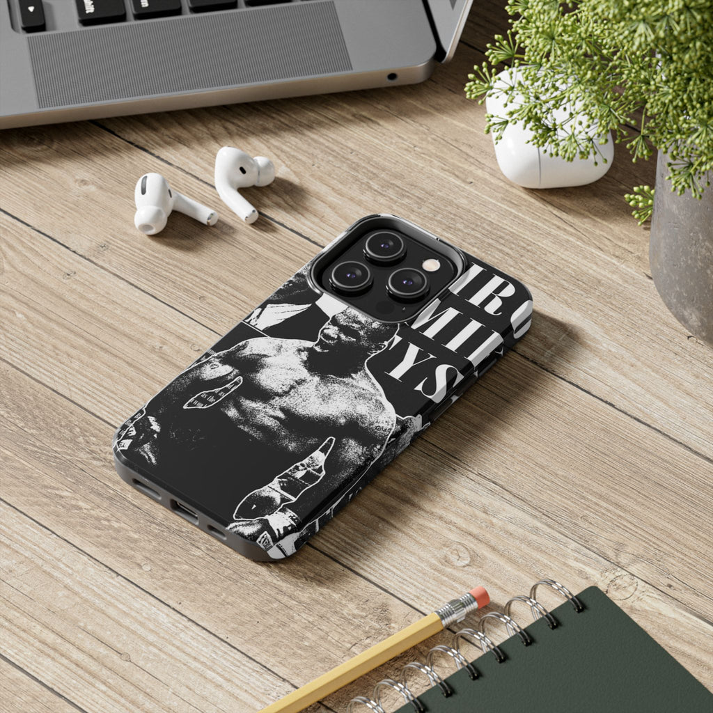 Boxing Champion Tough Phone Case — Black & White Retro Fighter Design