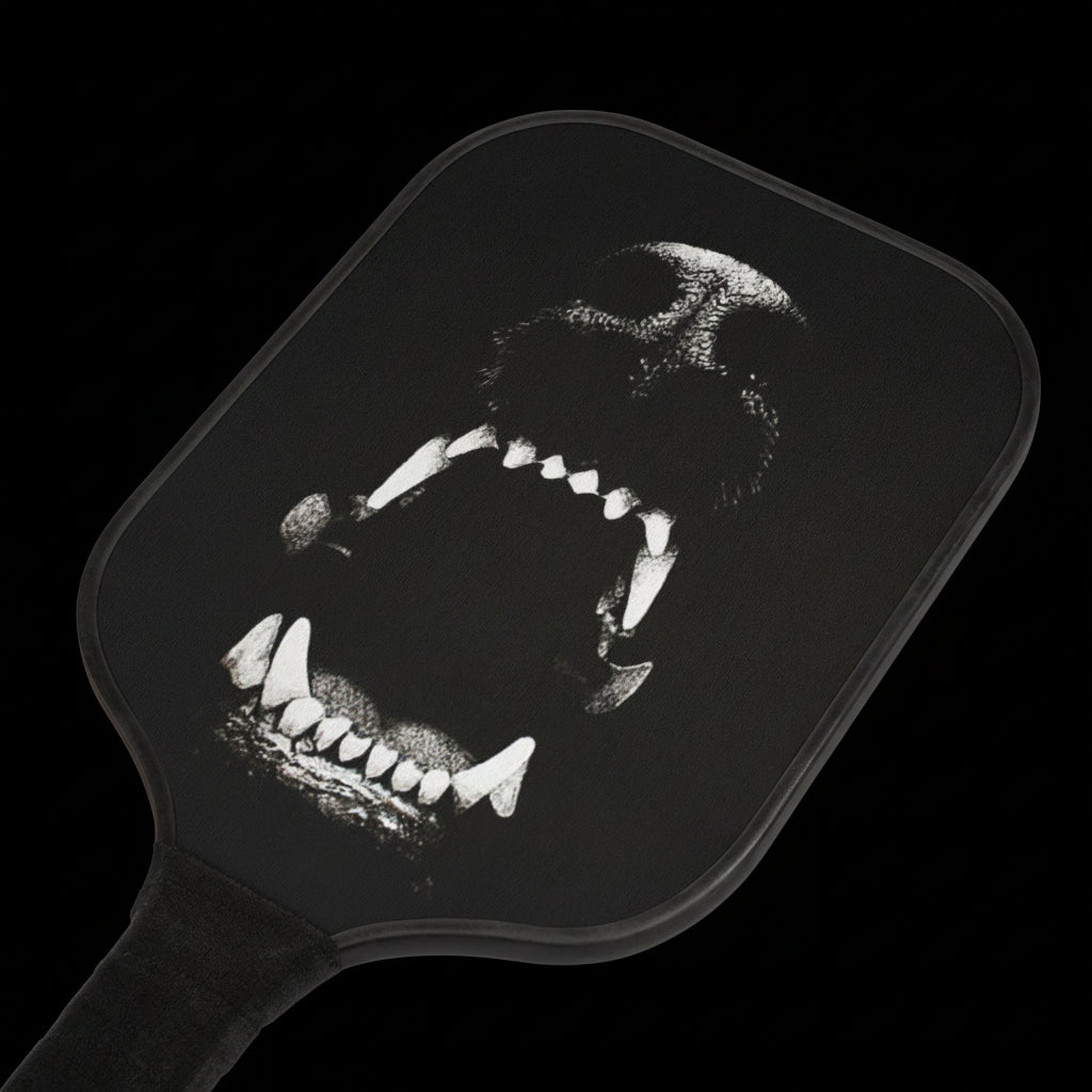 Aggressive Dog Skull Pickleball Paddle Set — Black Jaw Design Kit