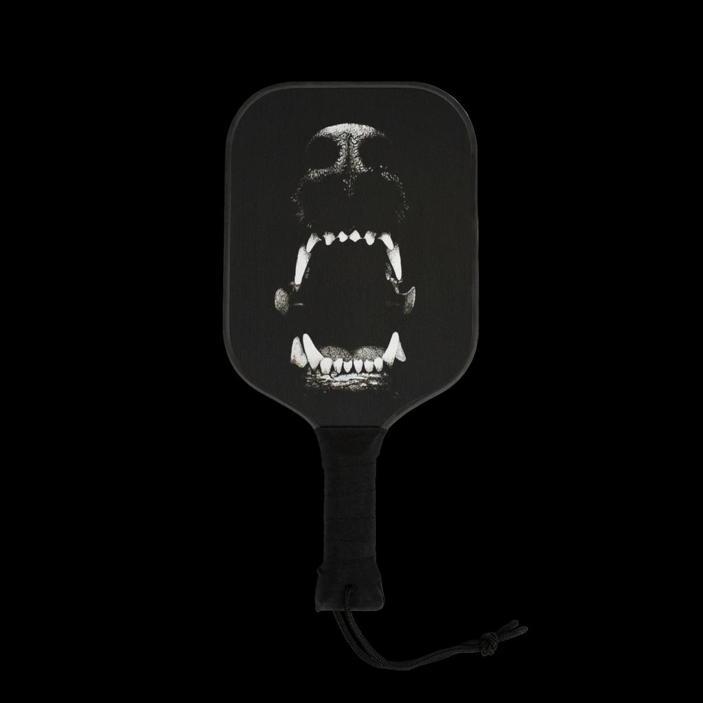 Aggressive Dog Skull Pickleball Paddle Set — Black Jaw Design Kit