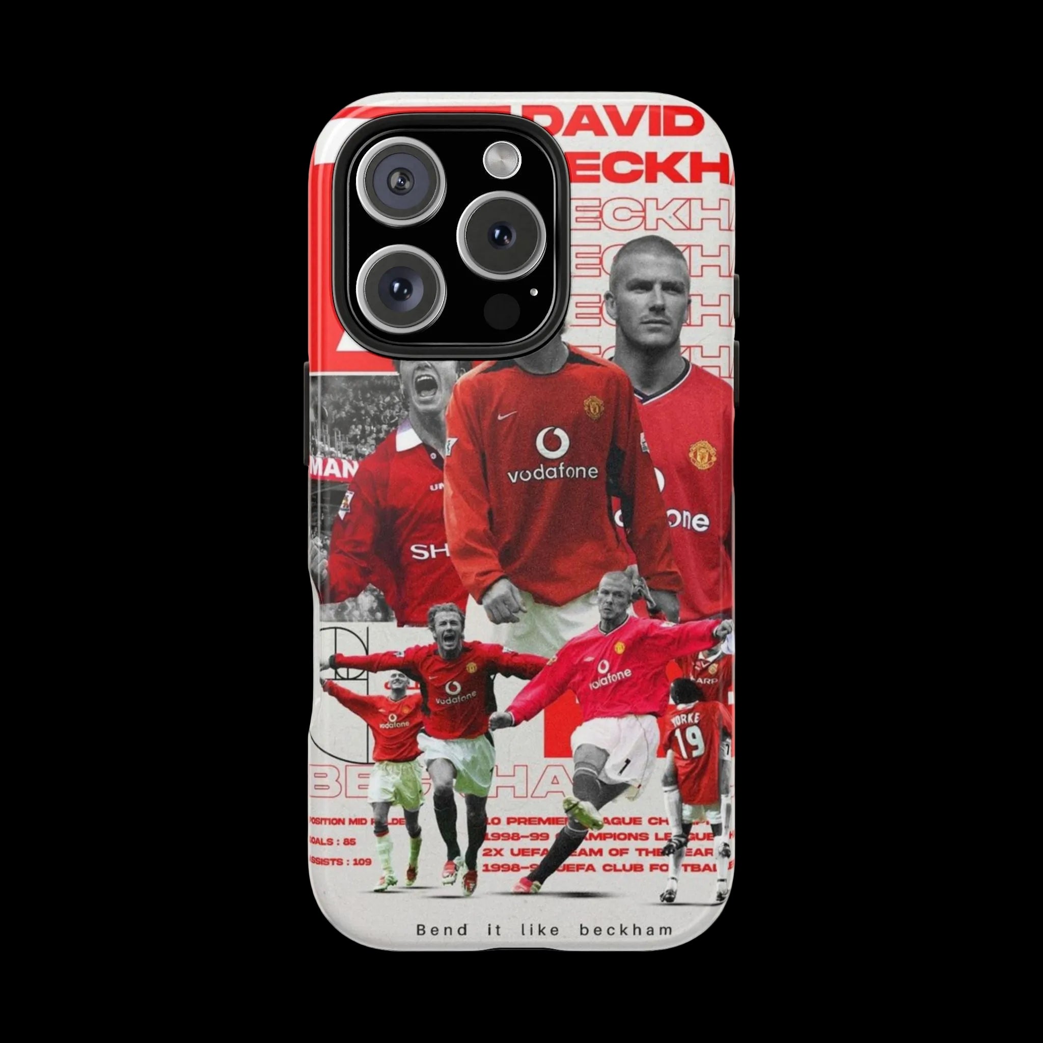 David Beckham Manchester United Phone Case — Vintage Football Collage Tough Case