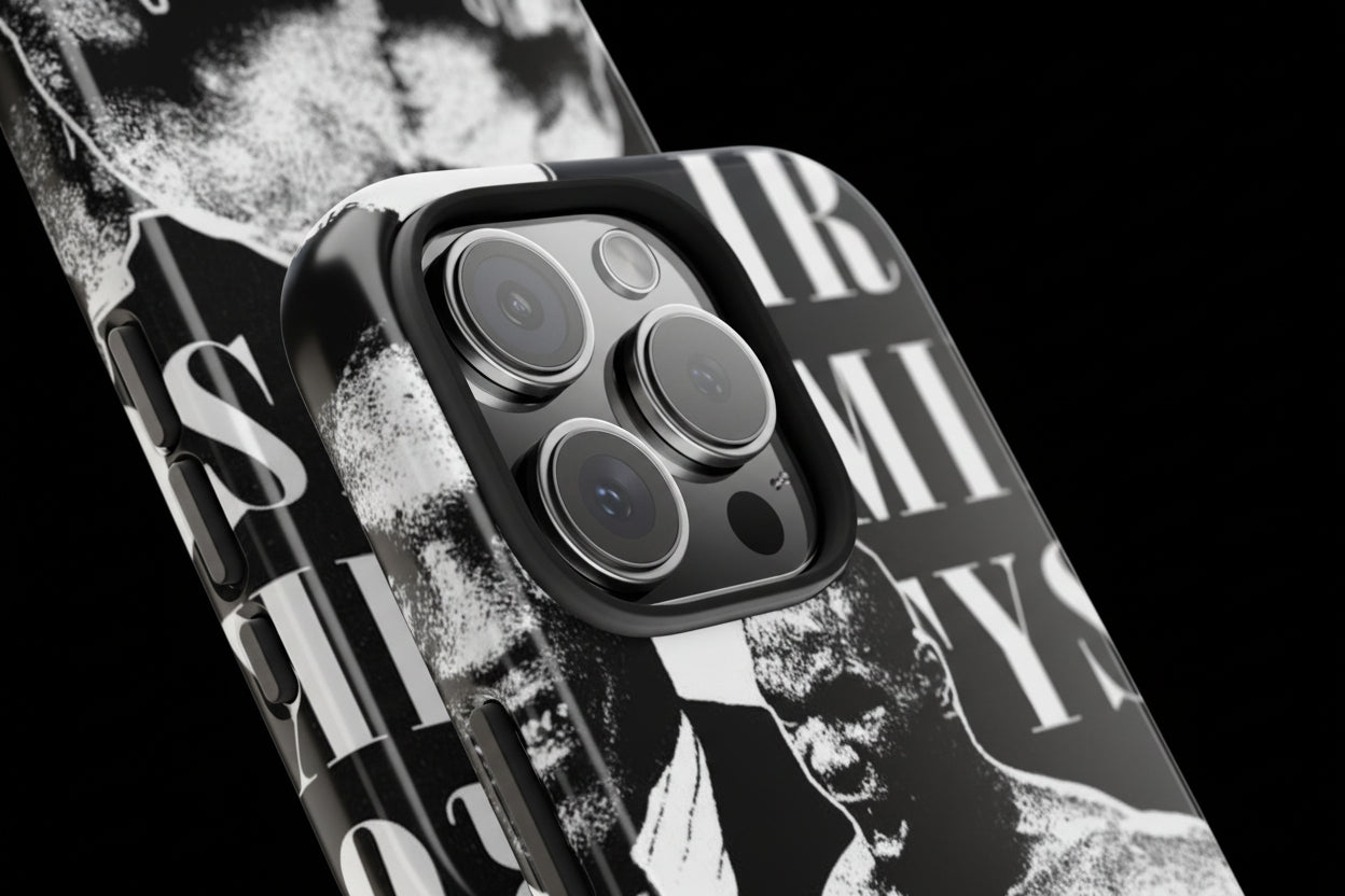 Boxing Champion Tough Phone Case — Black & White Retro Fighter Design