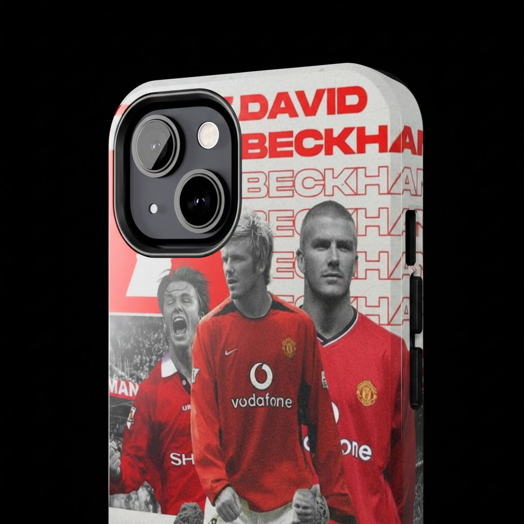 David Beckham Manchester United Phone Case — Vintage Football Collage Tough Case