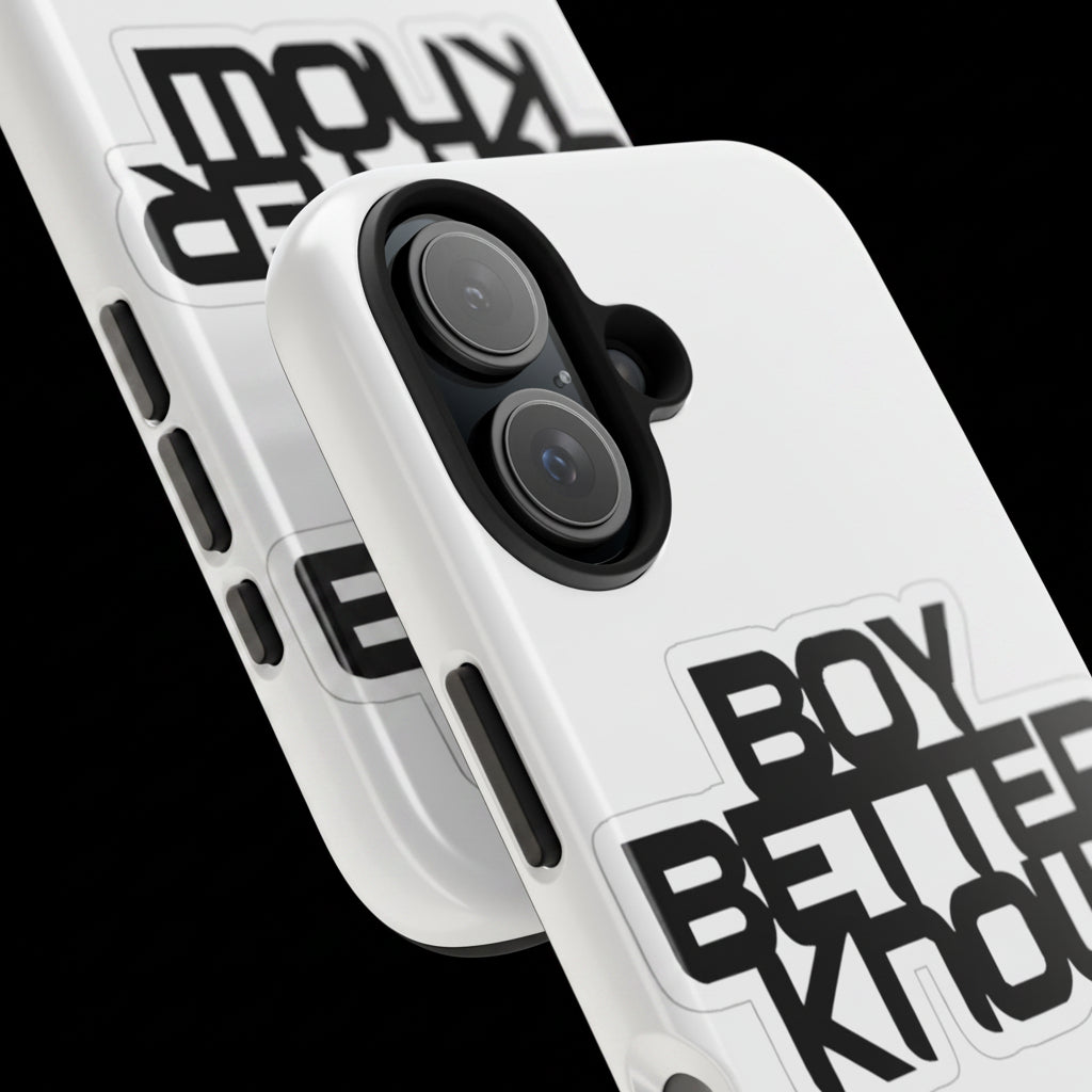 Boy Better Know Tough Phone Case — Bold Black Logo Protective Cover