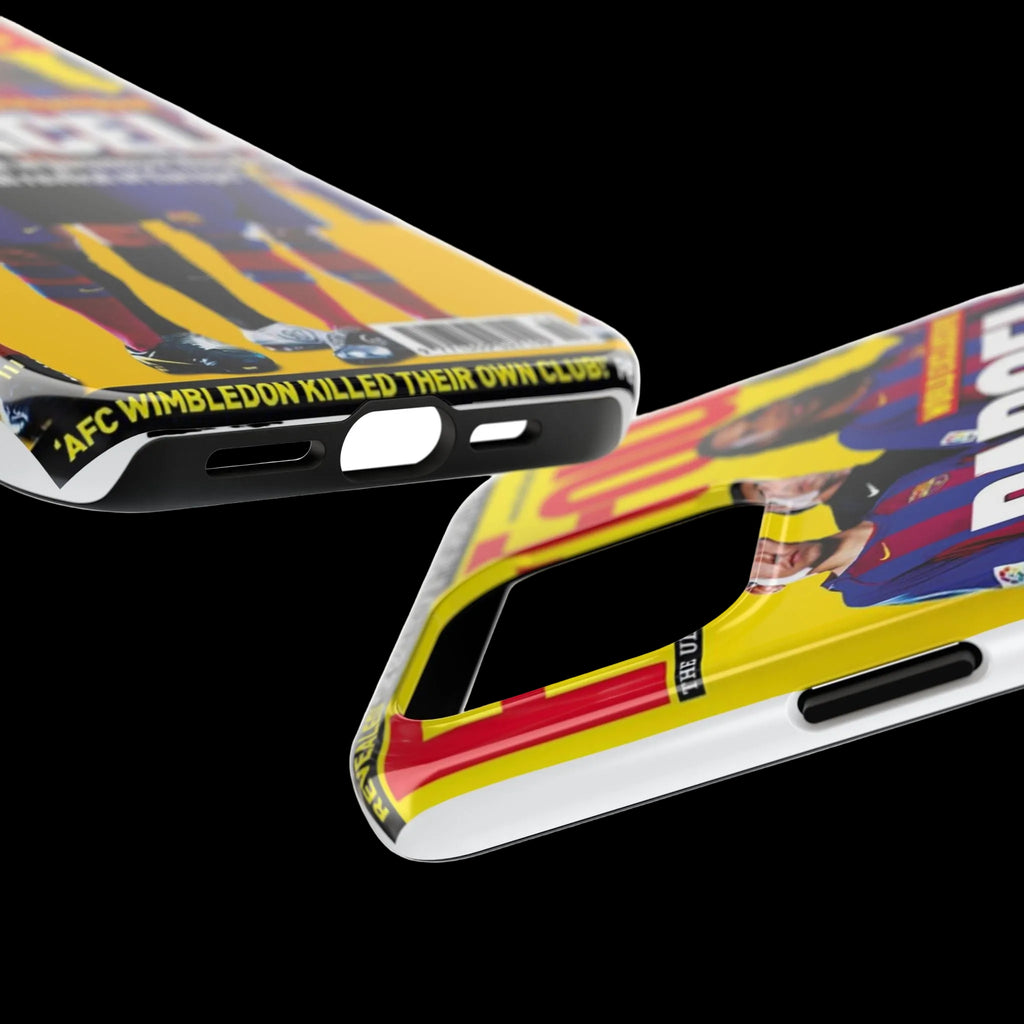 Barcelona Magazine Cover Tough Phone Case — Retro Soccer Players Design