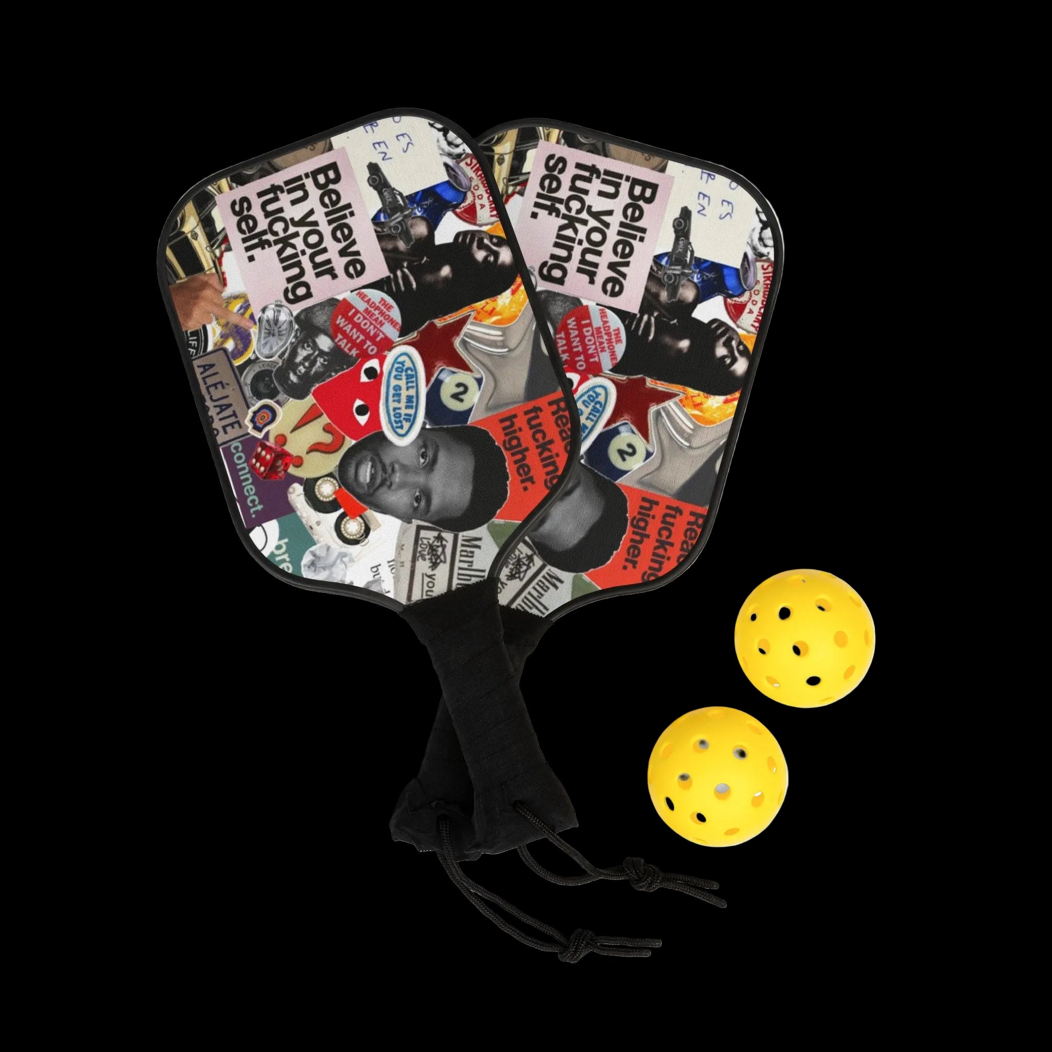 Frank Ocean Collage Graphic Pickleball Kit with Two Paddles & Balls