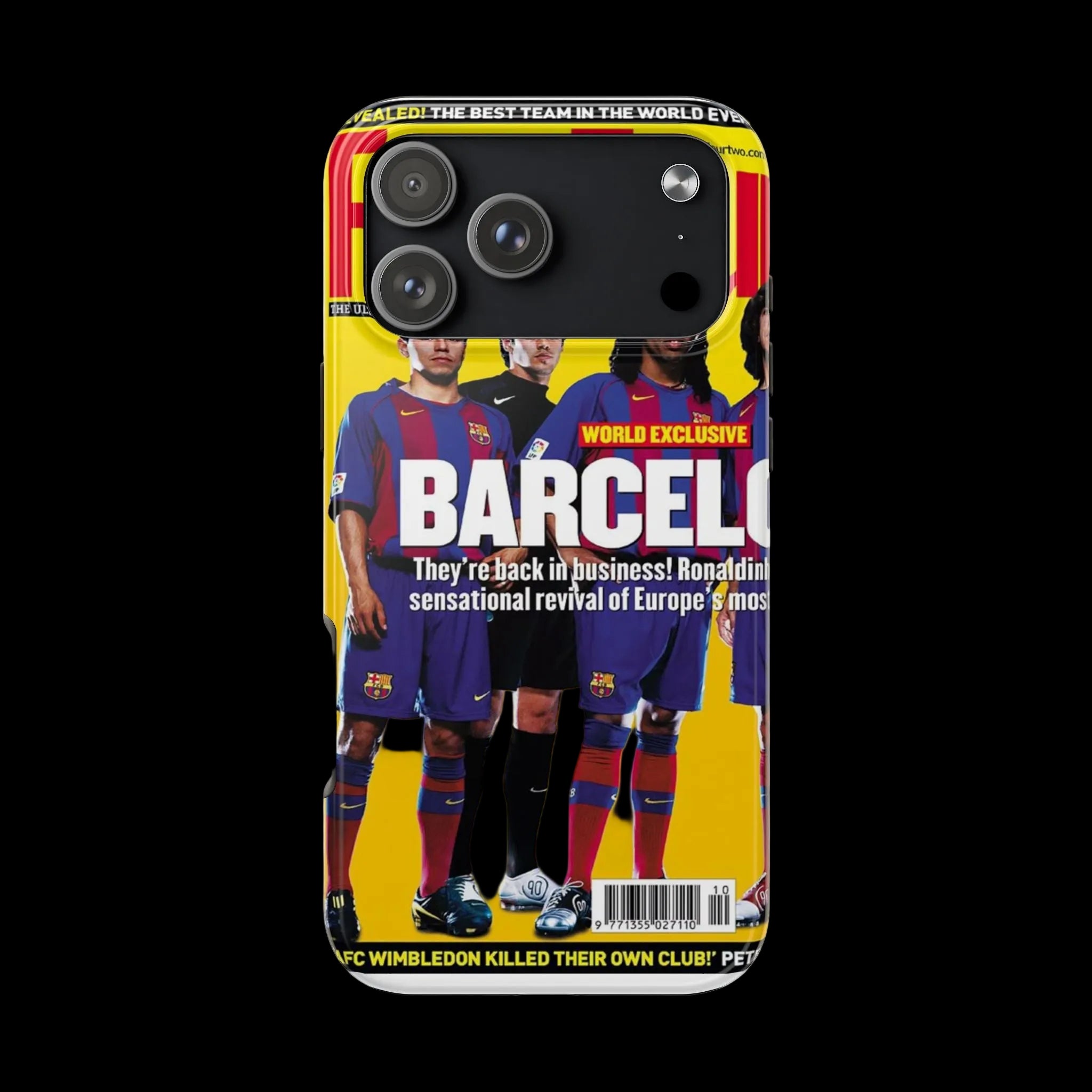 Barcelona Magazine Cover Tough Phone Case — Retro Soccer Players Design