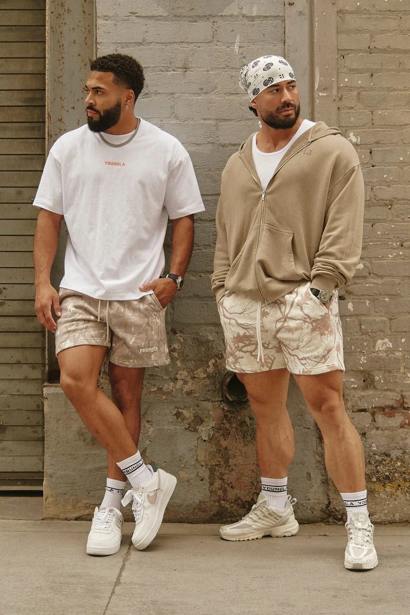 YOUNG LA TREE CAMO COTTON SHORTS