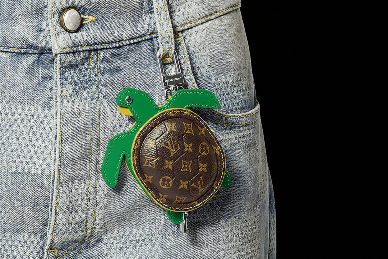 LV Turtle Pouch Bag Charm